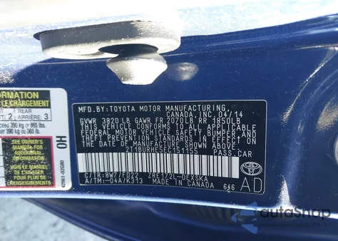 2014 Toyota Corolla S Plus из США, поврежденный, VIN 2T1BURHE5EC151155